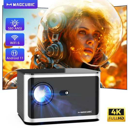 HY350 Pro 580ANSI Projector Android 11 4K 1080P Wifi6 Voice Control Allwinner H713 Electronic Focus BT 5.0 Home Cinema